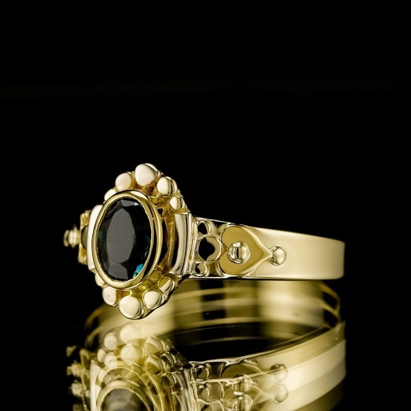 Rare!! Antique natural bottle green tourmaline 18K Gold - Picture 3 of 6